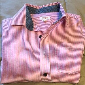 Cat & Jack boys size 7/8 pink and White Striped Casual Shirt